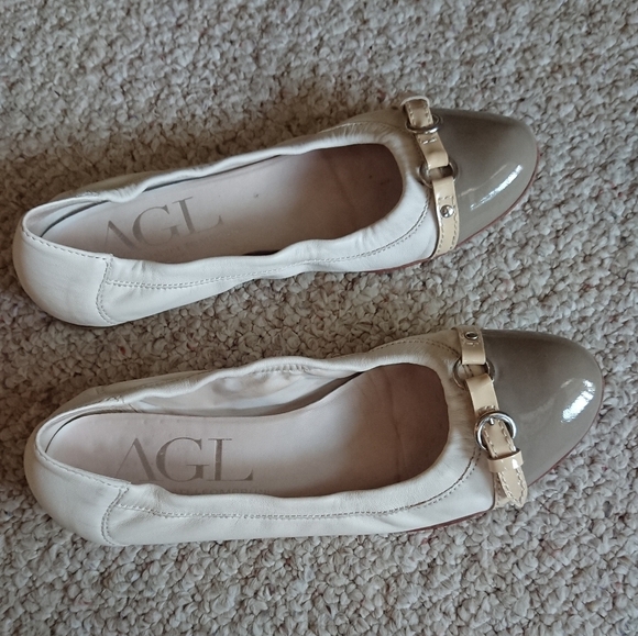 Attilio Giusti Leombruni Monika Ballet Flats Taupe cap & white leather size 37.5 - Picture 4 of 14